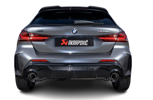 Rear view of a BMW X2 M35i with Akrapovič exhaust