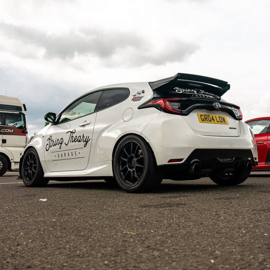 GR Yaris Carbon Fibre Varis Style Rear Wing Roof Spoiler String Theory Garage on car