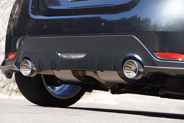 Offside rear view of a Black Toyota GR Yaris with a HKS twin pipe exhaust fitted