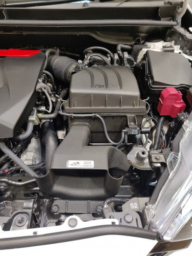 View of a black air intake scoop fitted to a vehicle