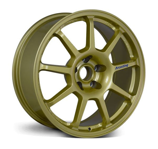 Front view of a Z.A.R Corse 18-inch gold wheel with a 9-spoke design against a white background