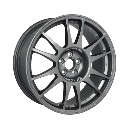 Front view of a Sanremo Corse 18-inch anthracite wheel with a 12-spoke design against a white background