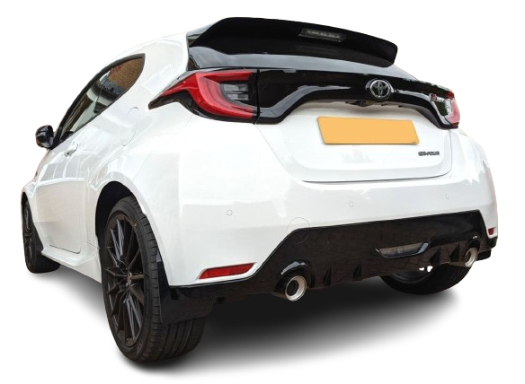 White Toyota GR Yaris with Black trim, Black alloy wheels & rear mud flaps