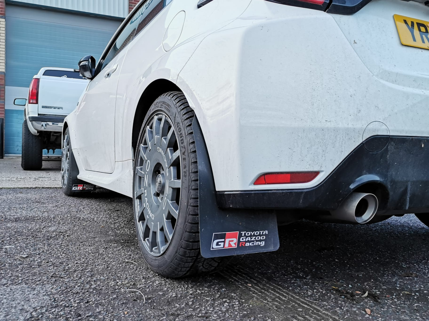 White Toyota GR Yaris with Black trim, Black alloy wheels & rear mud flaps