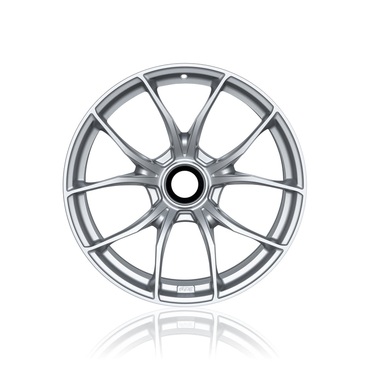 Front view of a Magnesium IPE MFR-01 wheel in silver