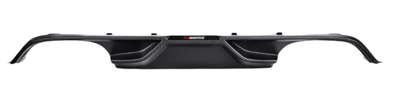 Front view of an Akrapovic carbon fibre rear diffuser for a BMW M3 M4