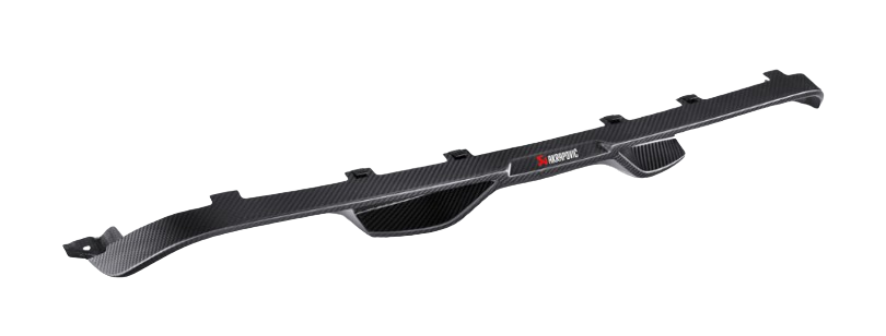 Side rear of an Akrapovic carbon fibre rear diffuser for a BMW M3 M4