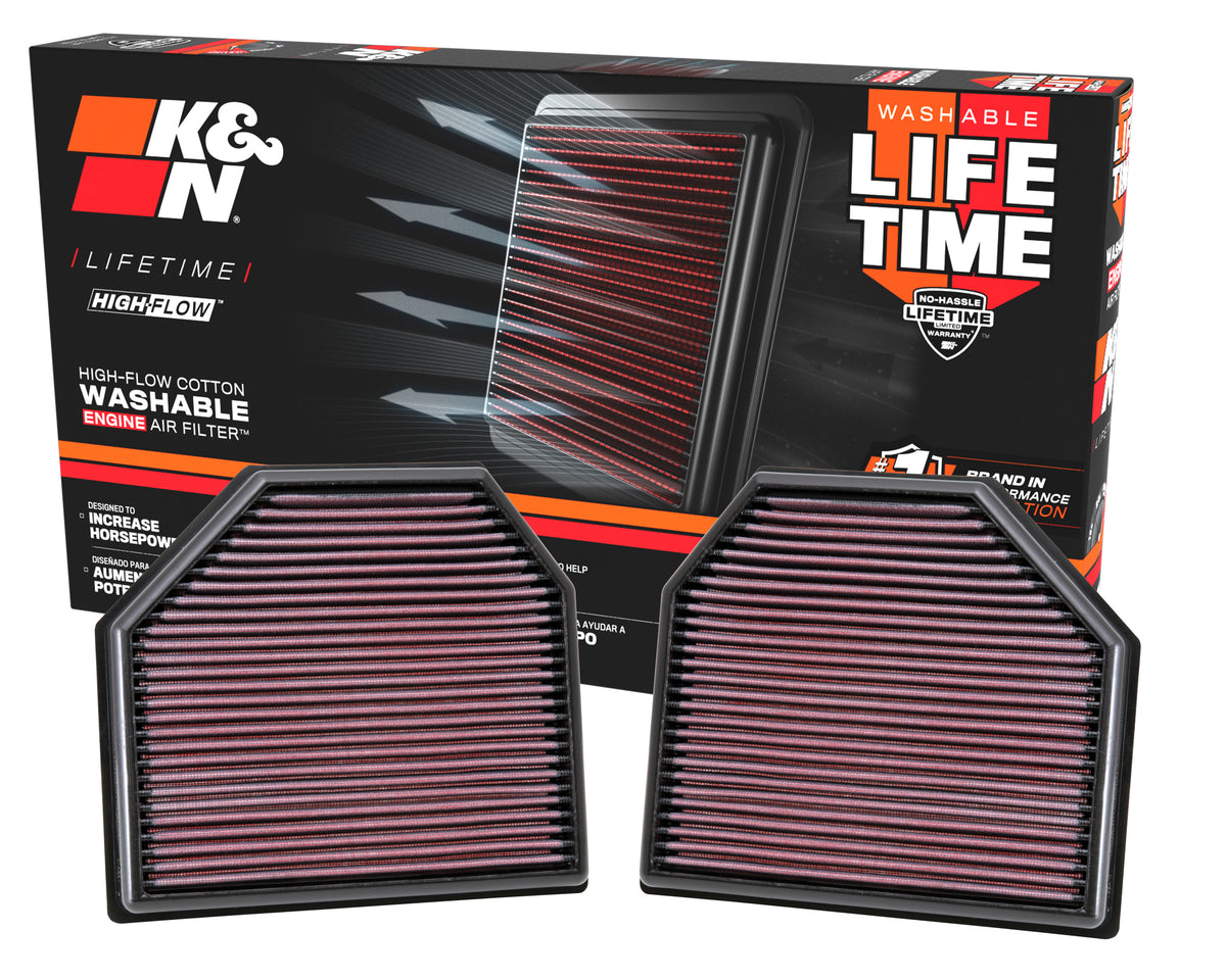 K&N 33-2488 High-Flow Air Filter (Pair) for BMW M2 / M3 / M4 – image 5