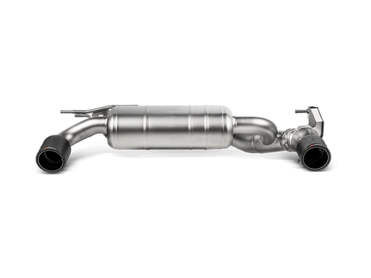 An Akrapovic Titanium rear exhaust with twin pipes & carbon fibre tips for a BMW M240i F22 F23
