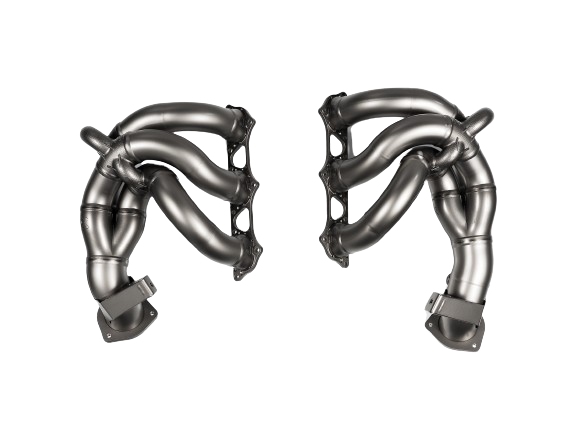 Aerial view of an Akrapovič Titanium header set
