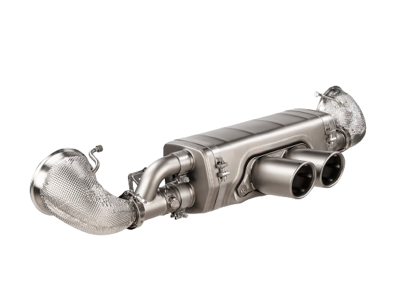 Akrapovič Slip-on Race Line stainless steel adaptor set fitted on rear exhaust