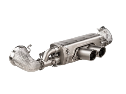 Akrapovič Slip-on Race Line stainless steel adaptor set fitted on rear exhaust
