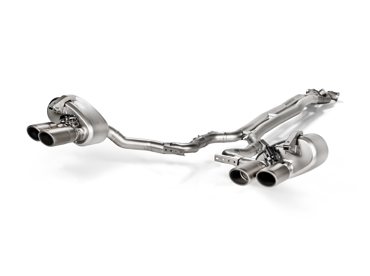 An Akrapovič Titanium twin box, twin double round tail pipes in titanium