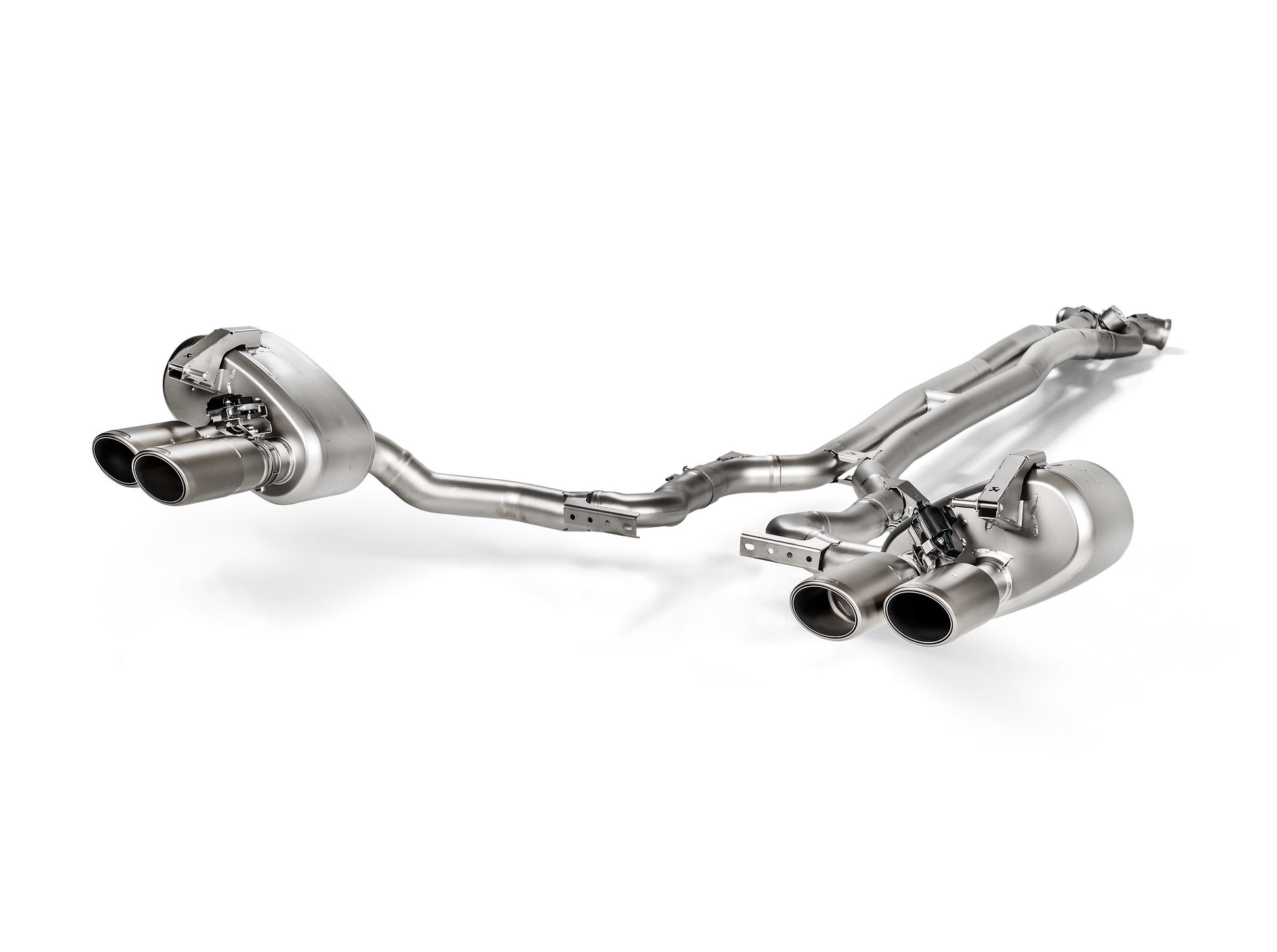 An Akrapovič Titanium twin box, twin double round tail pipes in titanium