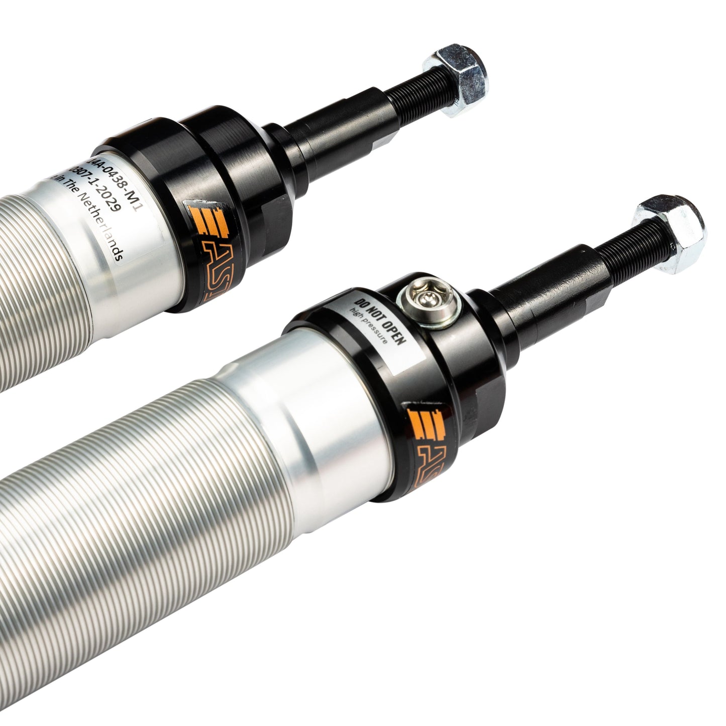 Close up view of a pair of AST rear shock absorbers