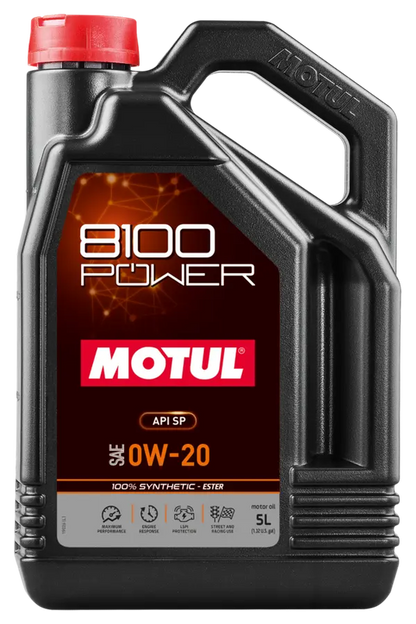 MOTUL 8100 Power 0W-20 Fully Synthetic Engine Oil High Performance Race Toyota GR Yaris 5 Litre 5L