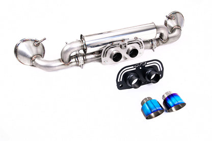 Milltek Rear Silencer Exhaust System for Porsche 911 (992.1) GT3 Burnt Blue Titanium Tips