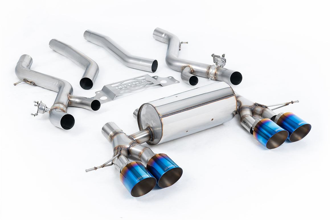Milltek Resonated OPF Back Exhaust System for BMW M2 G87 | OPF/GPF Models Burnt Blue Titanium Tips