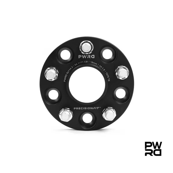 PWRD Precision Fit Wheel Spacers – Tesla Model 3 (2017–Current incl. Highland) Tesla Model Y (2020–Current incl. Juniper) 5x114.3 64.1mm 15mm 18mm 20mm 25mm 30mm