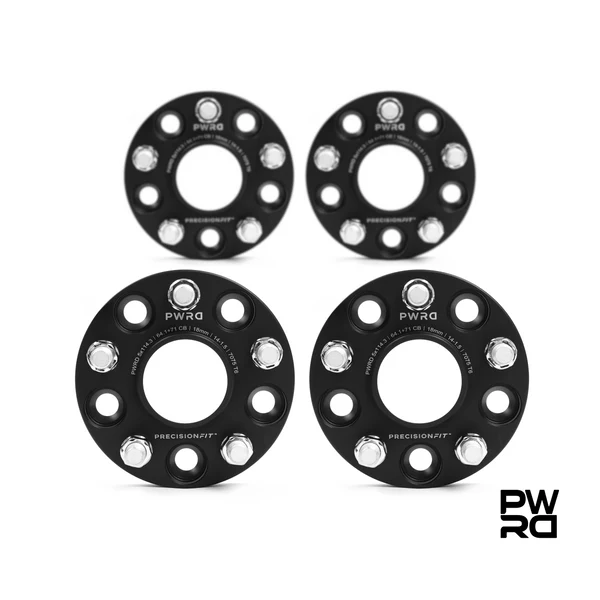 PWRD Precision Fit Wheel Spacers – Tesla Model 3 (2017–Current incl. Highland) Tesla Model Y (2020–Current incl. Juniper) 5x114.3 64.1mm 15mm 18mm 20mm 25mm 30mm