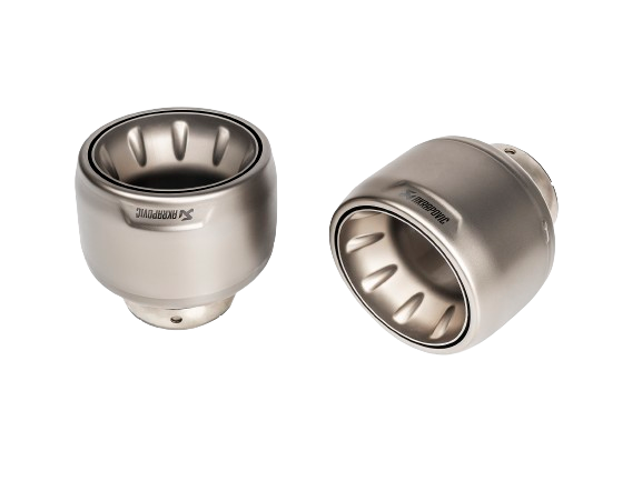 A pair of Akrapovič Titanium exhaust tail pipe tips