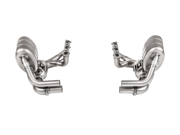 Front image of an Akrapovic Titanium Exhaust Evolution Header Set for Porsche 911 991.2 GT3 RS