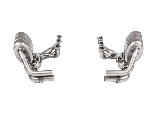 Front image of an Akrapovic Titanium Exhaust Evolution Header Set for Porsche 911 991.2 GT3 RS