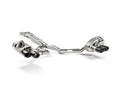 An Akrapovič Titanium twin box, twin double round tail pipes in carbon fibre