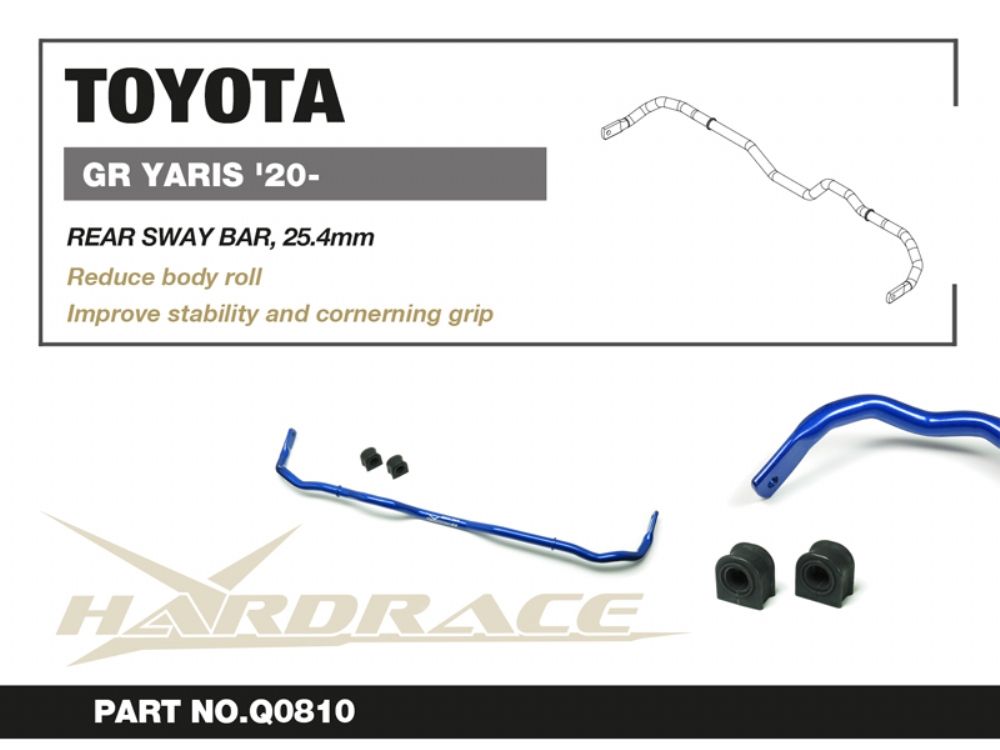 View of literature showing images of the rear sway bar, two pairs of lower arm bushes, description & fitment details