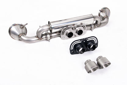 Milltek Sport Porsche 992 GT3 Rear Silencers GT-100 Brushed Titanium Trims SSXPO174