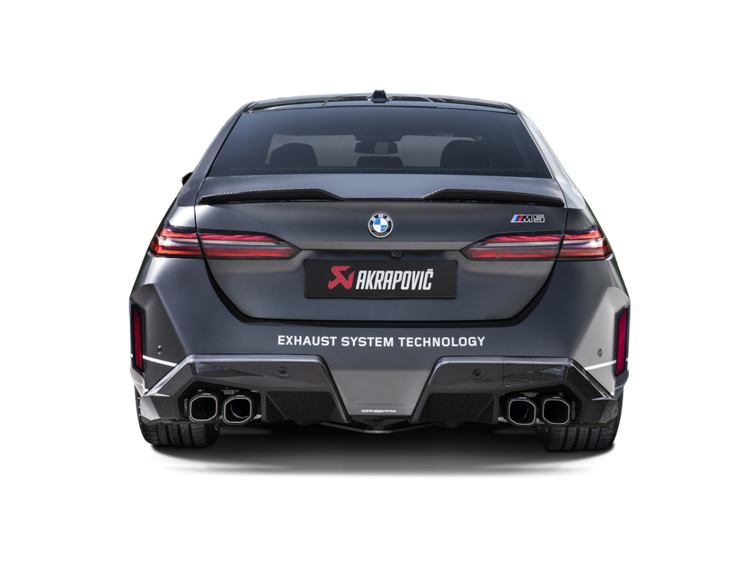 Close up of Akrapovic carbon rear lip for BMW M5 G90