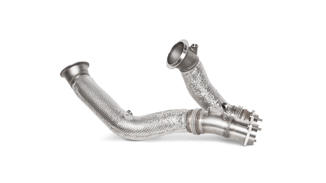 Insulated Akrapovic Titanium downpipes for a BMW M2 Competition F87N