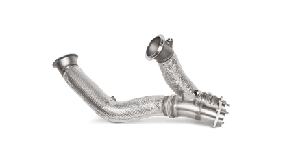 Insulated Akrapovic Titanium downpipes for a BMW M2 Competition F87N