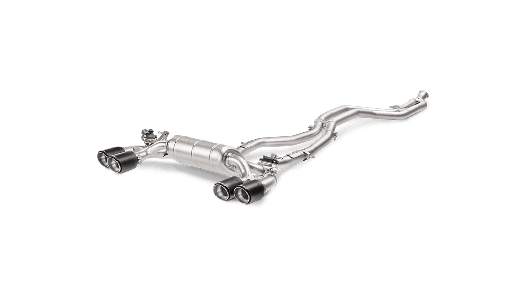 Akrapovic titanium exhaust system with twin pipes on each side for BMW M2 F87