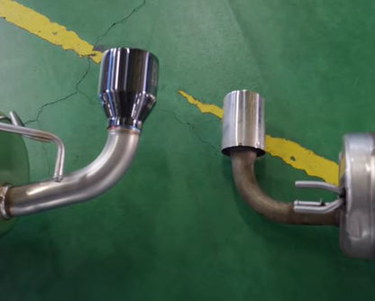 Comparison between HKS Legamax High Performance system with a standard exhaust