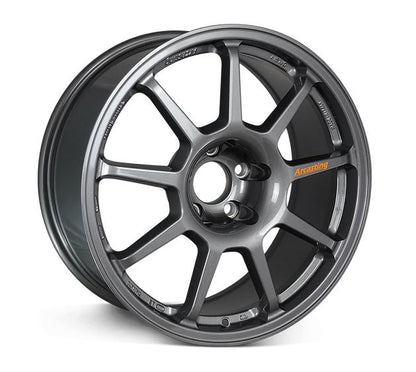Front view of a Z.A.R Corse 18-inch anthracite wheel with a 9-spoke design against a white background 
