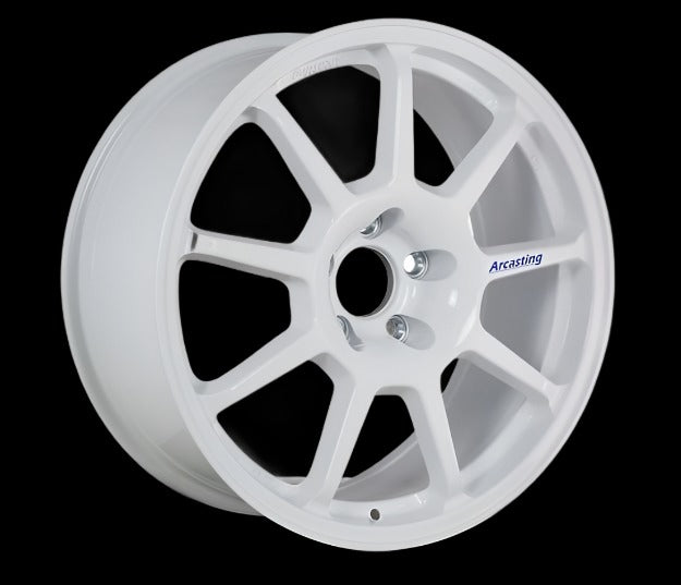 Front view of a Z.A.R Corse 18-inch white wheel with a 9-spoke design against a black background 