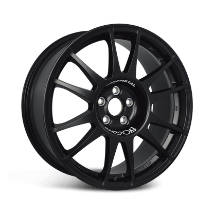 Front view of a Sanremo Corse 18-inch black wheel with a 12-spoke design against a white background 